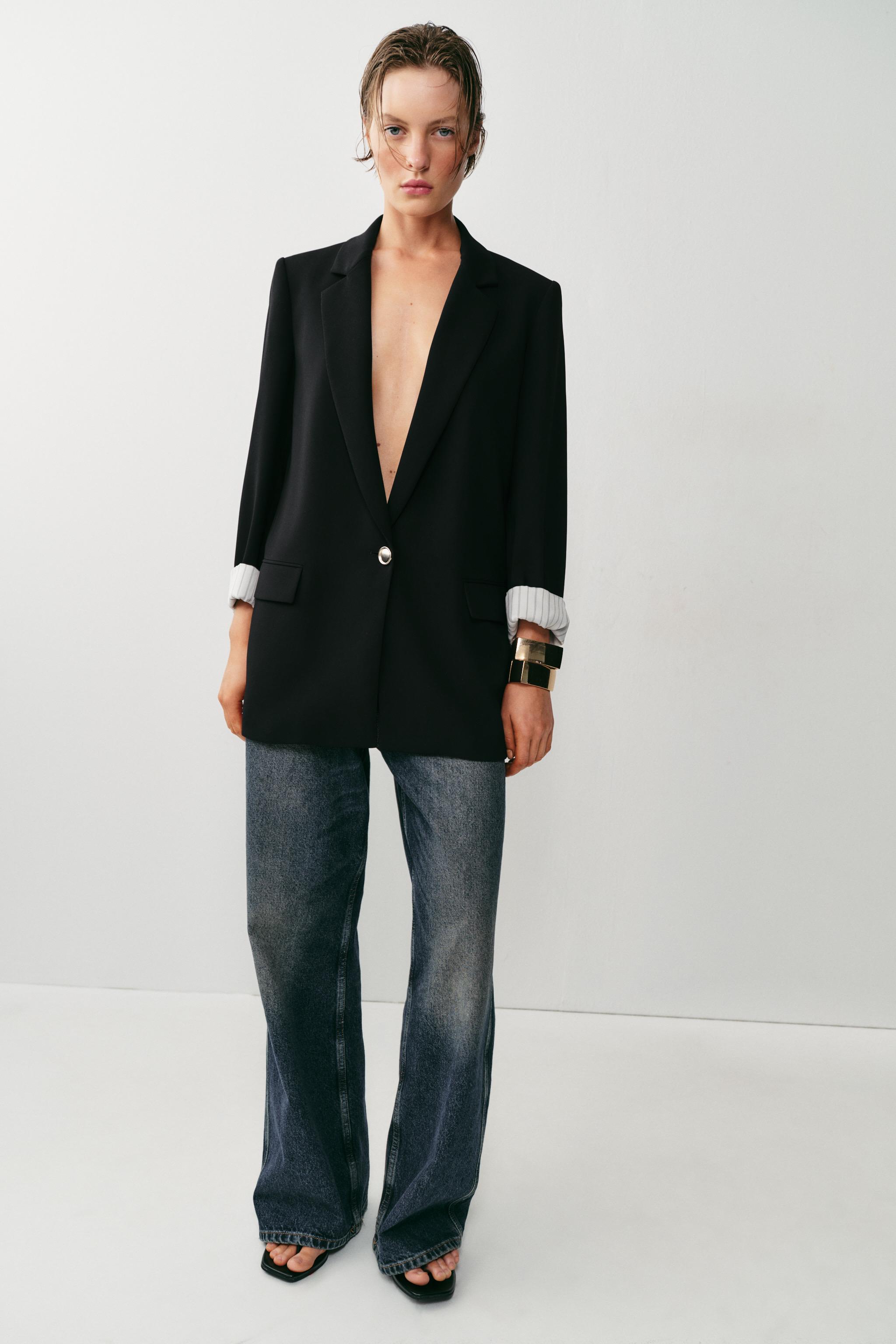 ROLL-UP SLEEVE PRINTED CUFF BLAZER